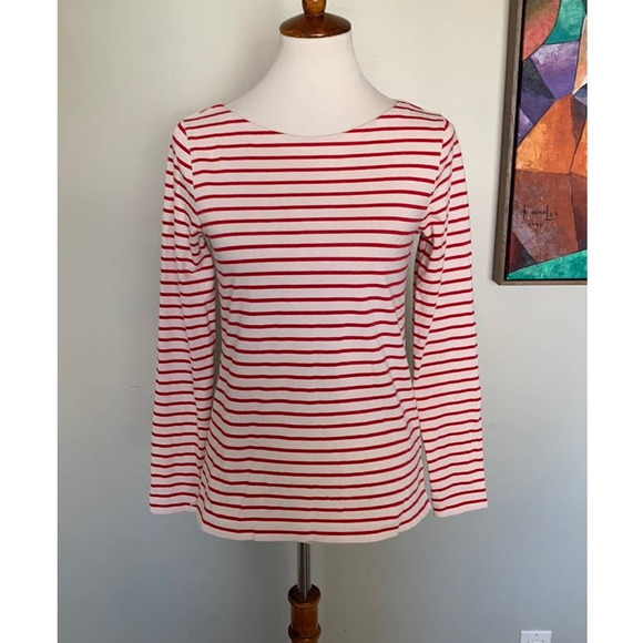 J. Crew Tops - J. Crew Factory Long Sleeve Cream and red stripe Shirt Size XS